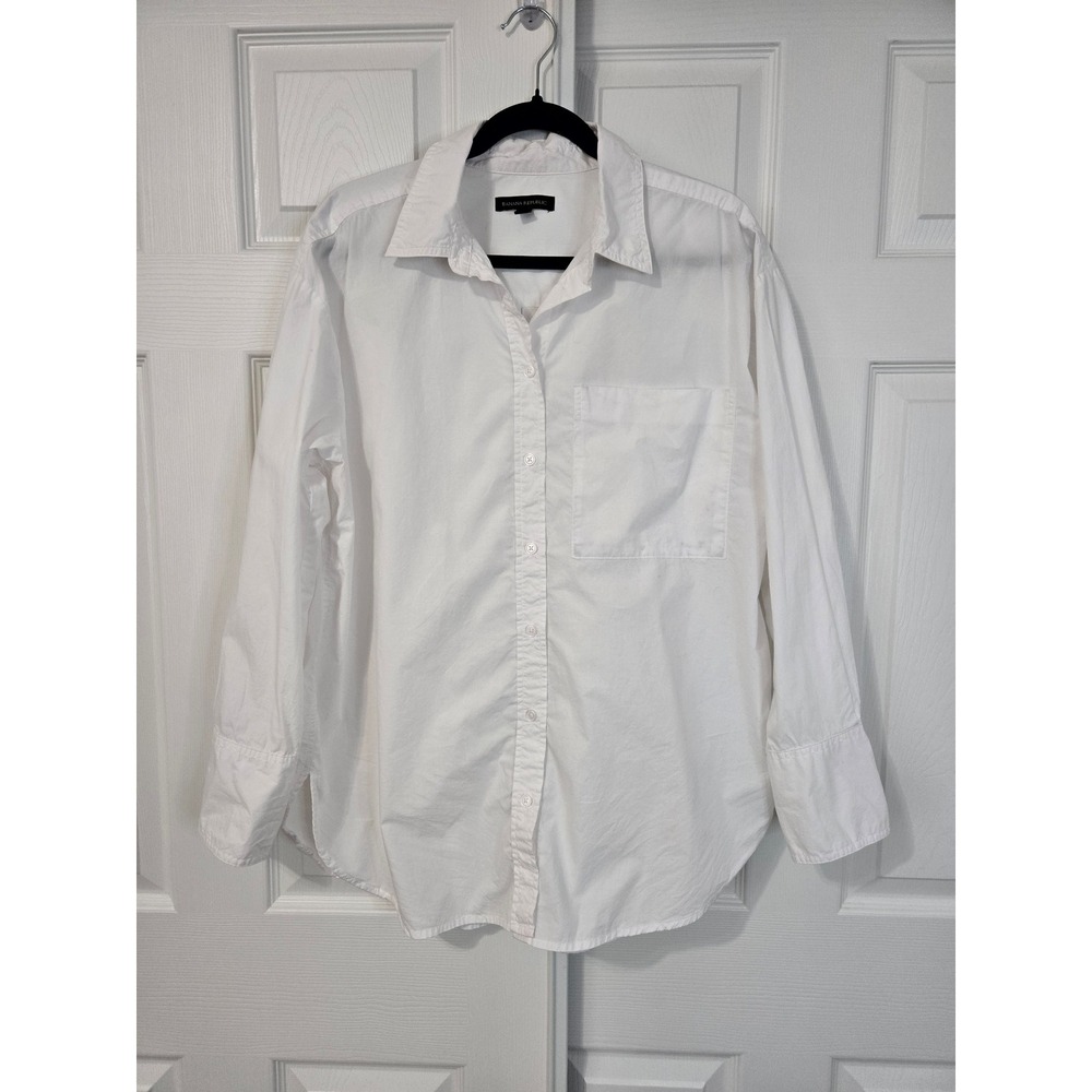 Banana Republic Mens White 100% Cotton Long Sleeve Button Down Shirt Large